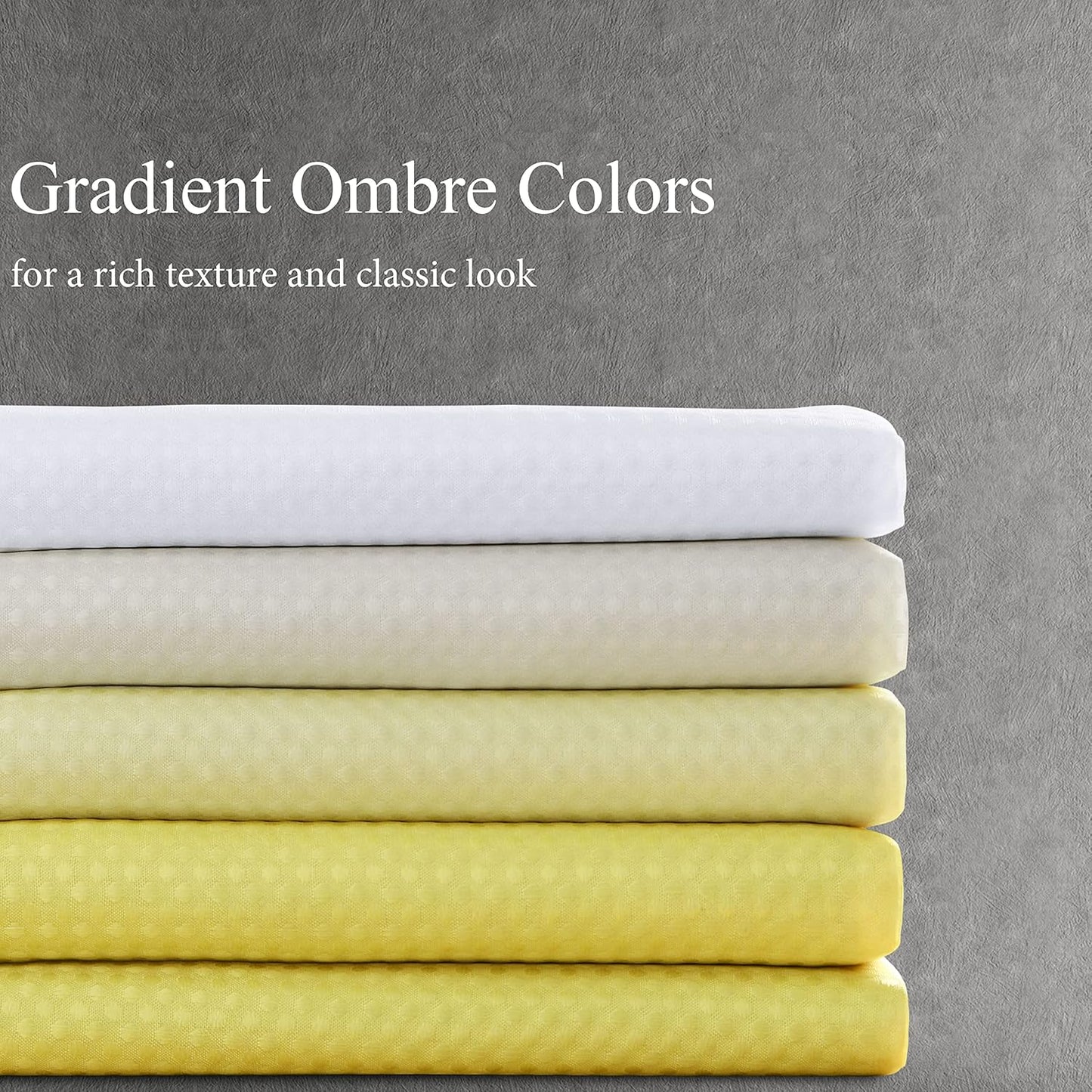 Lemon Yellow Textured Fabric Bath Shower Curtain, Polyester Ombre Curtains for Bathroom, Water Repellent Shower Curtain Liner with 12 Hooks,Machine Washable,72 x 72 inch