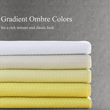Lemon Yellow Textured Fabric Bath Shower Curtain, Polyester Ombre Curtains for Bathroom, Water Repellent Shower Curtain Liner with 12 Hooks,Machine Washable,72 x 72 inch