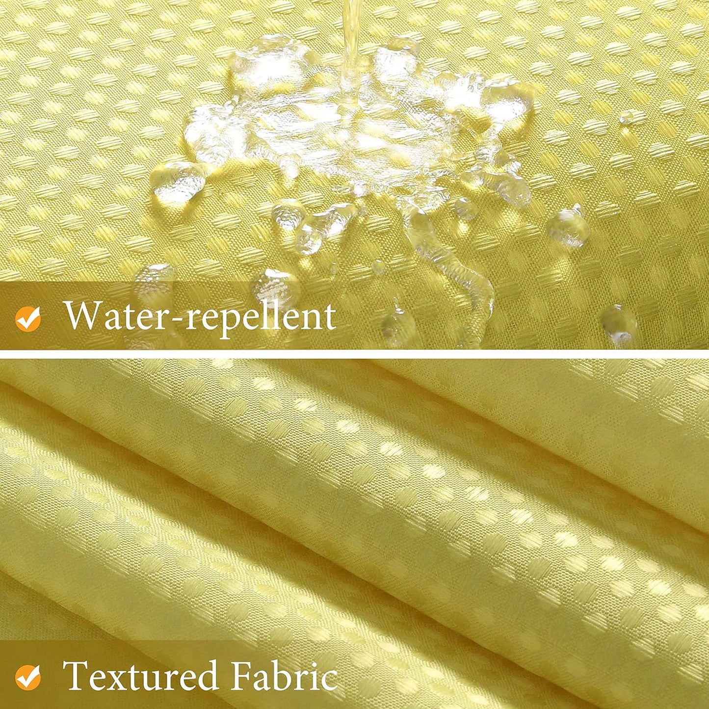 Lemon Yellow Textured Fabric Bath Shower Curtain, Polyester Ombre Curtains for Bathroom, Water Repellent Shower Curtain Liner with 12 Hooks,Machine Washable,72 x 72 inch