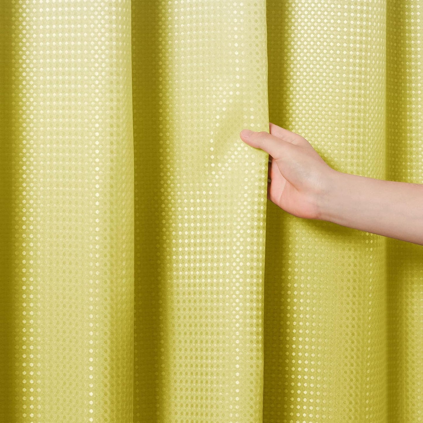 Lemon Yellow Textured Fabric Bath Shower Curtain, Polyester Ombre Curtains for Bathroom, Water Repellent Shower Curtain Liner with 12 Hooks,Machine Washable,72 x 72 inch