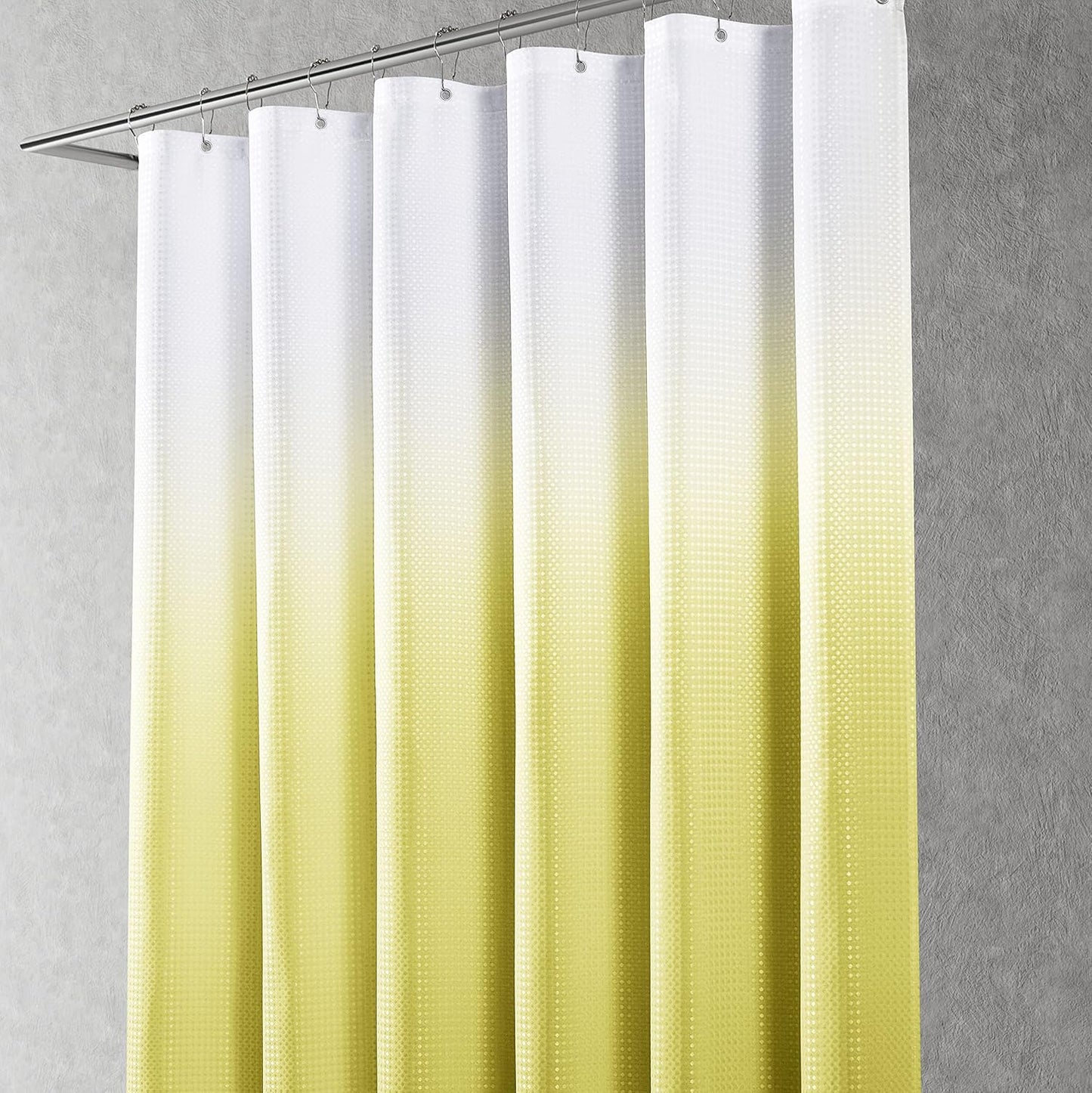Lemon Yellow Textured Fabric Bath Shower Curtain, Polyester Ombre Curtains for Bathroom, Water Repellent Shower Curtain Liner with 12 Hooks,Machine Washable,72 x 72 inch