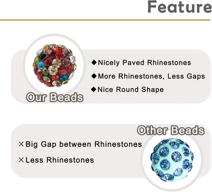 Beadthoven 100pcs 10mm Rhinestone Beads Lemon Yellow Crystal Pave Clay Disco Ball Beads Round Polymer Clay Rhinestone Diamond Clay Spacers for Necklace Bracelet Jewelry Making