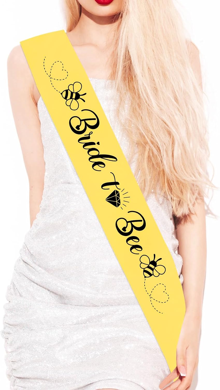 Bride To Bee Sash for Bridal Shower - Bee Bachelorette Party Decorations, Bride To Bee Bridal Shower Party Decor, Bee Themed Engagement Wedding Party