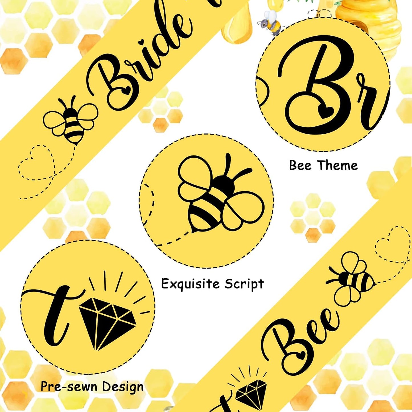 Bride To Bee Sash for Bridal Shower - Bee Bachelorette Party Decorations, Bride To Bee Bridal Shower Party Decor, Bee Themed Engagement Wedding Party