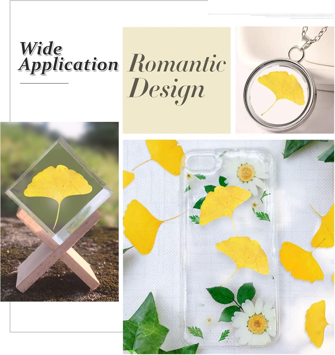 Yellow Dried Ginkgo Leaves for Resin, 42PCS Natural Dry Pressed Ginkgo Leaf for Epoxy Resin Mold Jewelry Card Making Scrapbooking DIY Art Crafts Table Wedding Party Meeting Room Decor