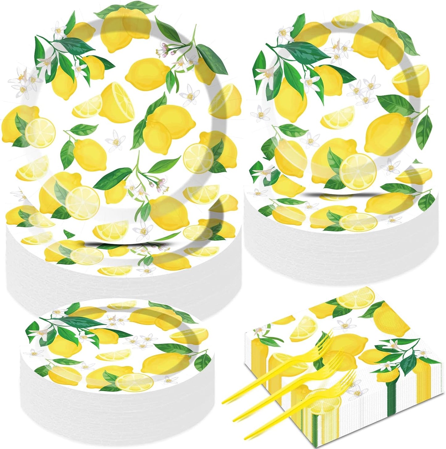 50 Guests Lemon Party Decorations Plates and Napkins Yellow Lemons Summer Party Supplies for Birthday Baby Shower Lemon Theme Disposable Plates Tableware Set 200 PCS