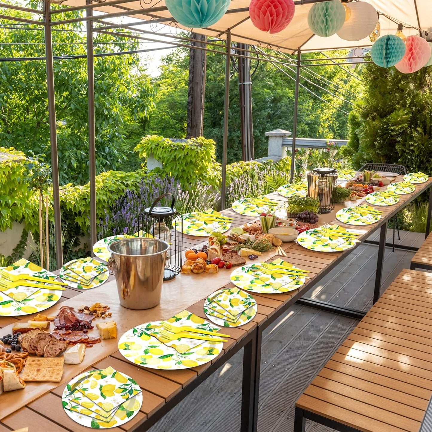 50 Guests Lemon Party Decorations Plates and Napkins Yellow Lemons Summer Party Supplies for Birthday Baby Shower Lemon Theme Disposable Plates Tableware Set 200 PCS