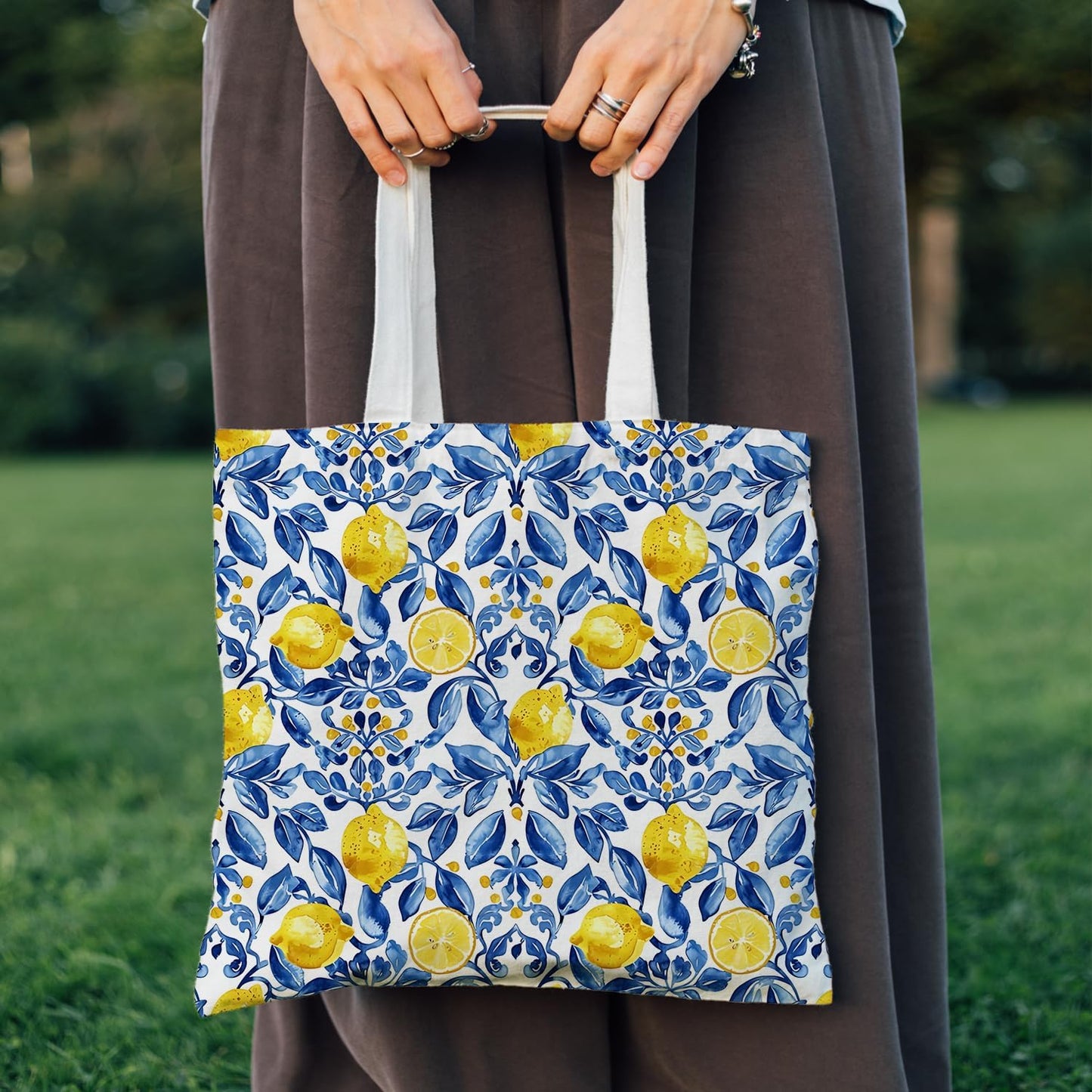 Lemons Fruits Food Tote Bag Gifts for Women, Canvas Aesthetic Reusable Grocery Bags Shopping Bags