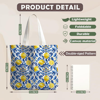 Lemons Fruits Food Tote Bag Gifts for Women, Canvas Aesthetic Reusable Grocery Bags Shopping Bags