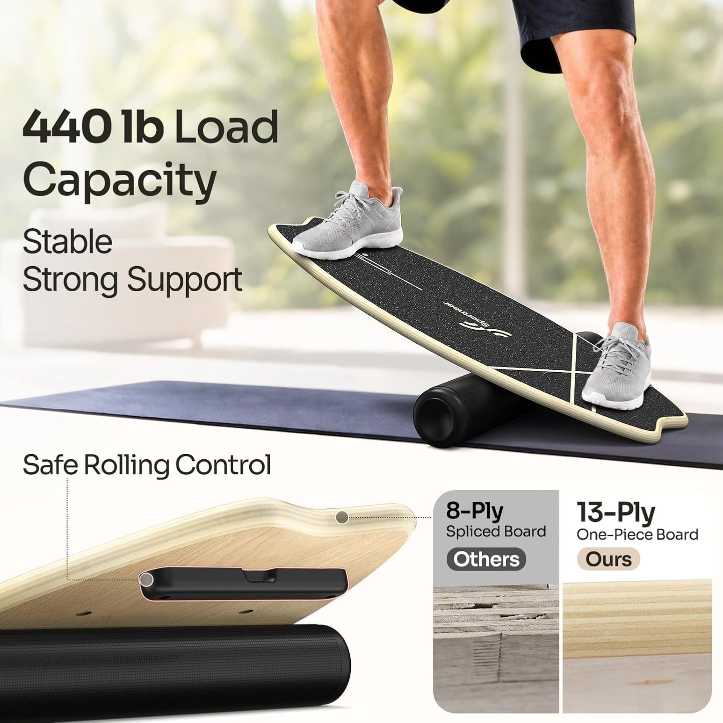 Balance Board - 7 Mode Wobble Board with Roller & Ball | 7 Modes Balance Trainer, Adjustable Stoppers for Balance Training, Core Workouts, Stability, Surf Training & Physical Therapy