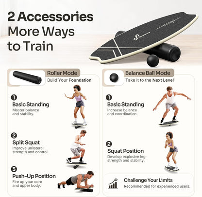 Balance Board - 7 Mode Wobble Board with Roller & Ball | 7 Modes Balance Trainer, Adjustable Stoppers for Balance Training, Core Workouts, Stability, Surf Training & Physical Therapy