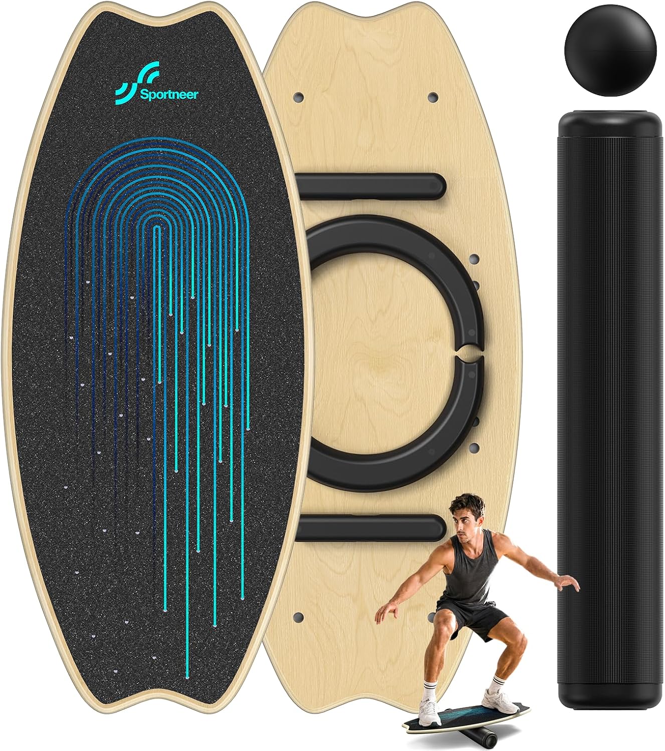 Balance Board - 7 Mode Wobble Board with Roller & Ball | 7 Modes Balance Trainer, Adjustable Stoppers for Balance Training, Core Workouts, Stability, Surf Training & Physical Therapy