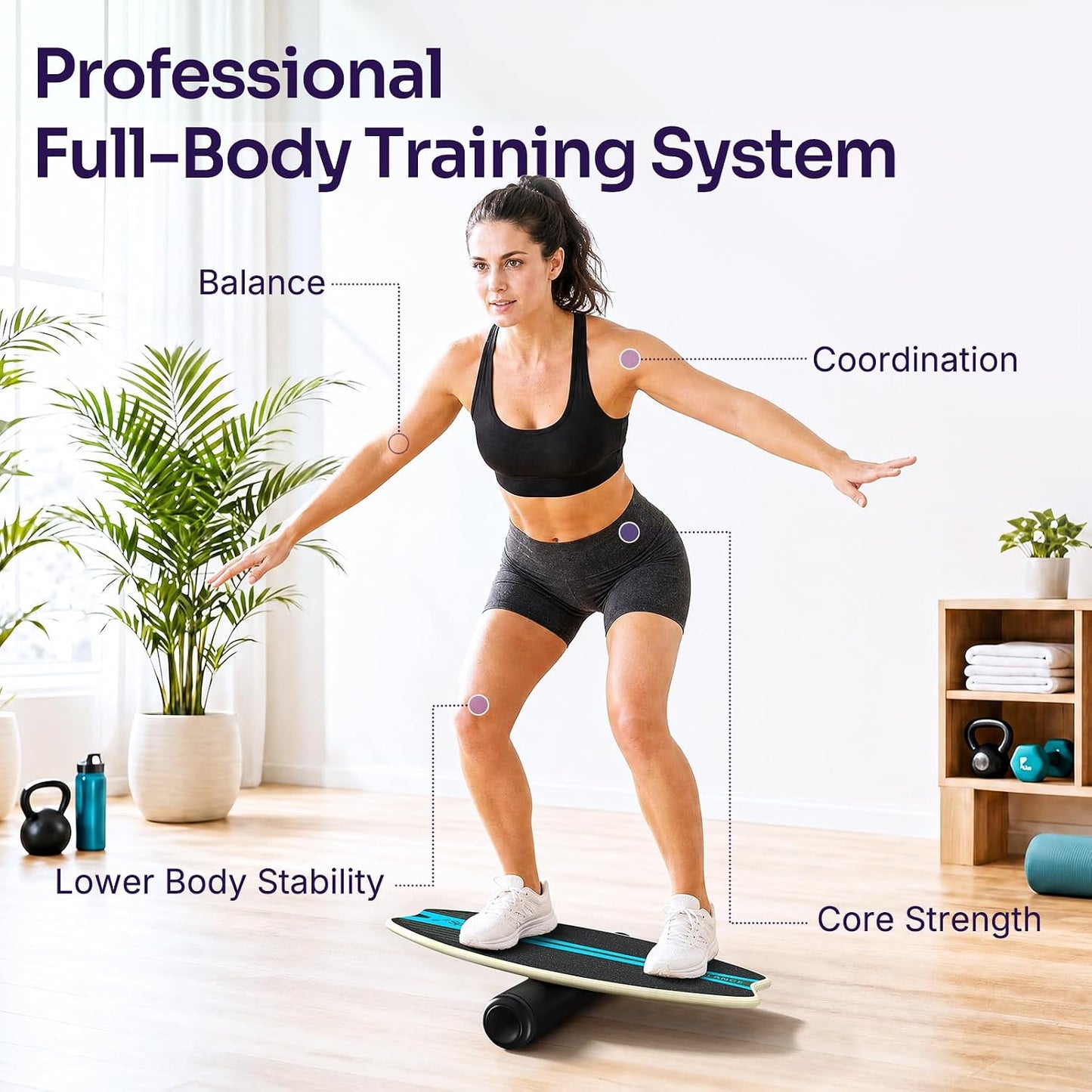 Balance Board - 7 Mode Wobble Board with Roller & Ball | 7 Modes Balance Trainer, Adjustable Stoppers for Balance Training, Core Workouts, Stability, Surf Training & Physical Therapy