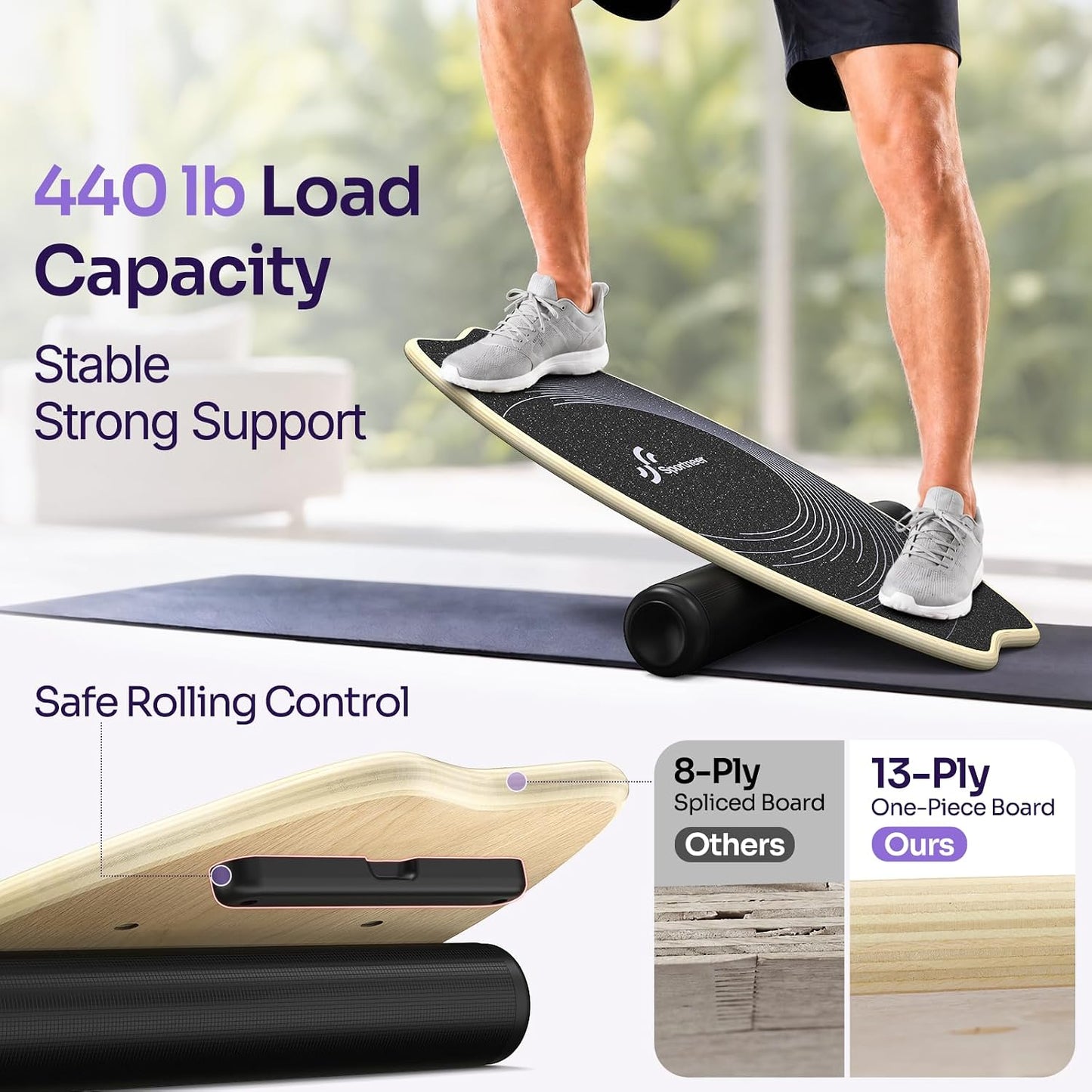 Balance Board - 7 Mode Wobble Board with Roller & Ball | 7 Modes Balance Trainer, Adjustable Stoppers for Balance Training, Core Workouts, Stability, Surf Training & Physical Therapy