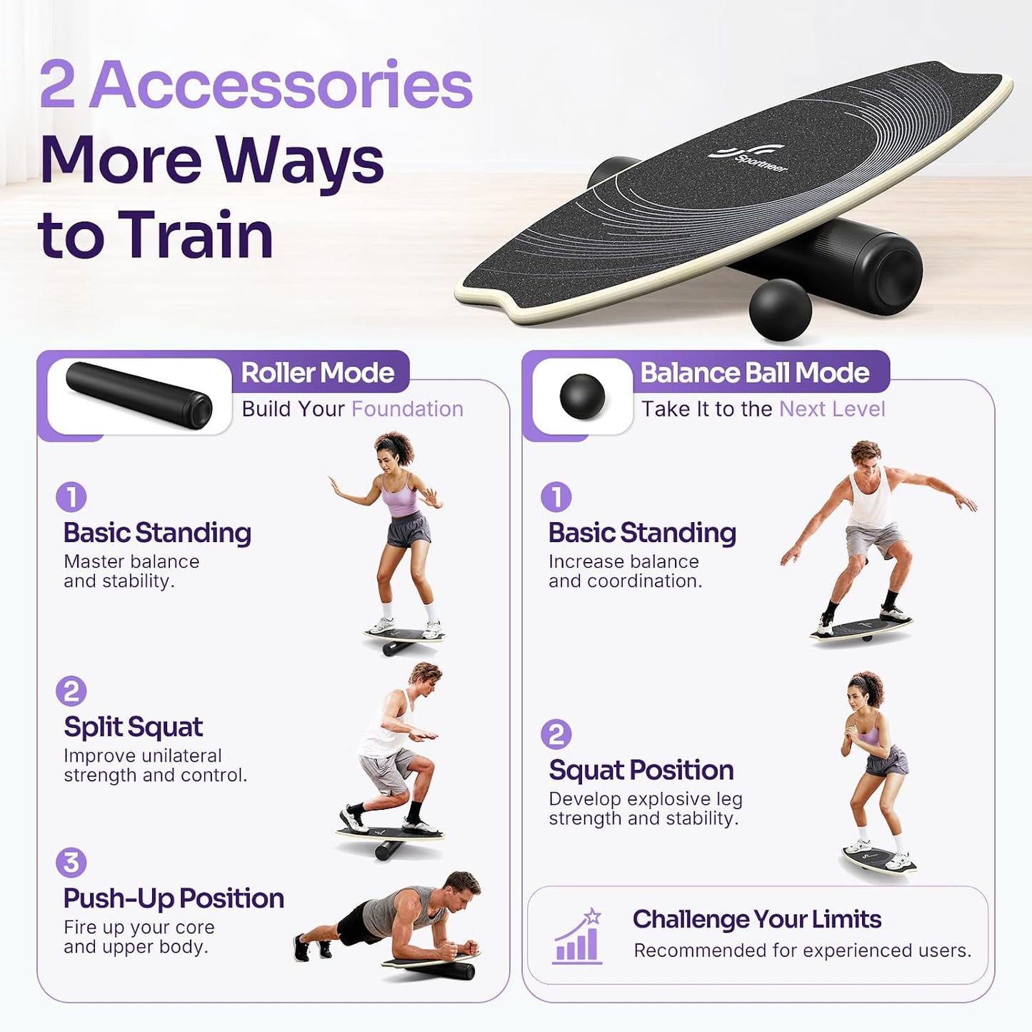 Balance Board - 7 Mode Wobble Board with Roller & Ball | 7 Modes Balance Trainer, Adjustable Stoppers for Balance Training, Core Workouts, Stability, Surf Training & Physical Therapy