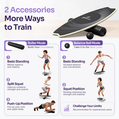 Balance Board - 7 Mode Wobble Board with Roller & Ball | 7 Modes Balance Trainer, Adjustable Stoppers for Balance Training, Core Workouts, Stability, Surf Training & Physical Therapy