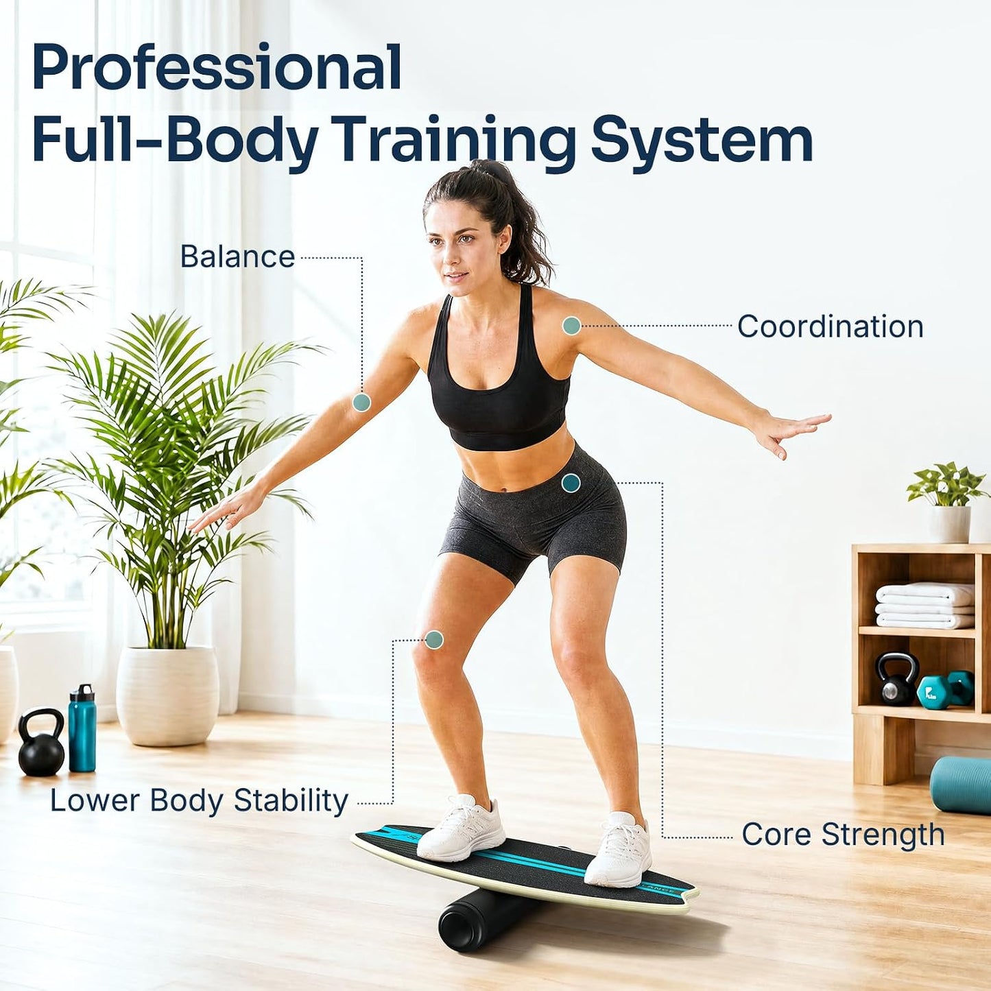 Balance Board - 7 Mode Wobble Board with Roller & Ball | 7 Modes Balance Trainer, Adjustable Stoppers for Balance Training, Core Workouts, Stability, Surf Training & Physical Therapy