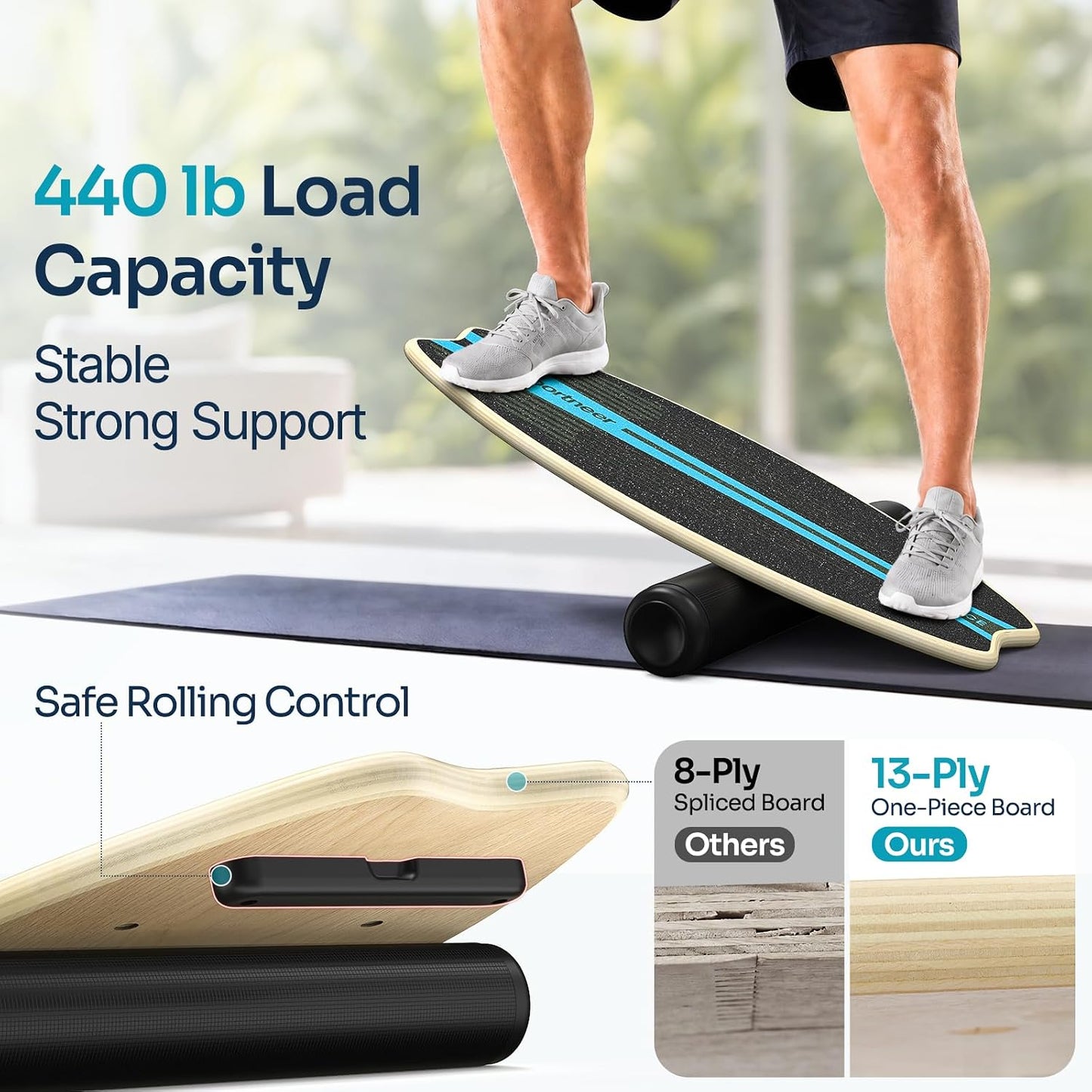 Balance Board - 7 Mode Wobble Board with Roller & Ball | 7 Modes Balance Trainer, Adjustable Stoppers for Balance Training, Core Workouts, Stability, Surf Training & Physical Therapy