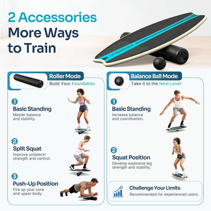 Balance Board - 7 Mode Wobble Board with Roller & Ball | 7 Modes Balance Trainer, Adjustable Stoppers for Balance Training, Core Workouts, Stability, Surf Training & Physical Therapy