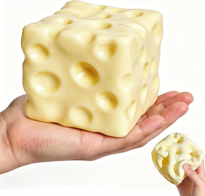 Giant Yellow Squeeze Cheese Squishy -Jumbo Squeeze Luck Cheese Squishy Skin Soft , Soft Novelty Slow Rising Sensory Cheese Stress & Anxiety Relief Fidget Toys (Yellow, L(7cm))