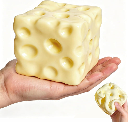 Giant Yellow Squeeze Cheese Squishy -Jumbo Squeeze Luck Cheese Squishy Skin Soft , Soft Novelty Slow Rising Sensory Cheese Stress & Anxiety Relief Fidget Toys (Yellow, L(7cm))