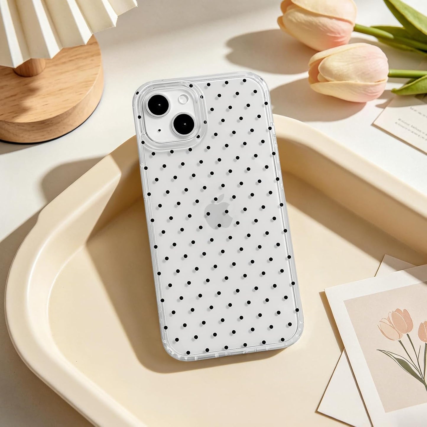 Compatible with iPhone 13/iPhone 14 Case with Cute Fashion Polka Dot Aesthetics Design Simple Cases for Soft TPU Slim Protection Cover-Lemon-Yellow - Colors B