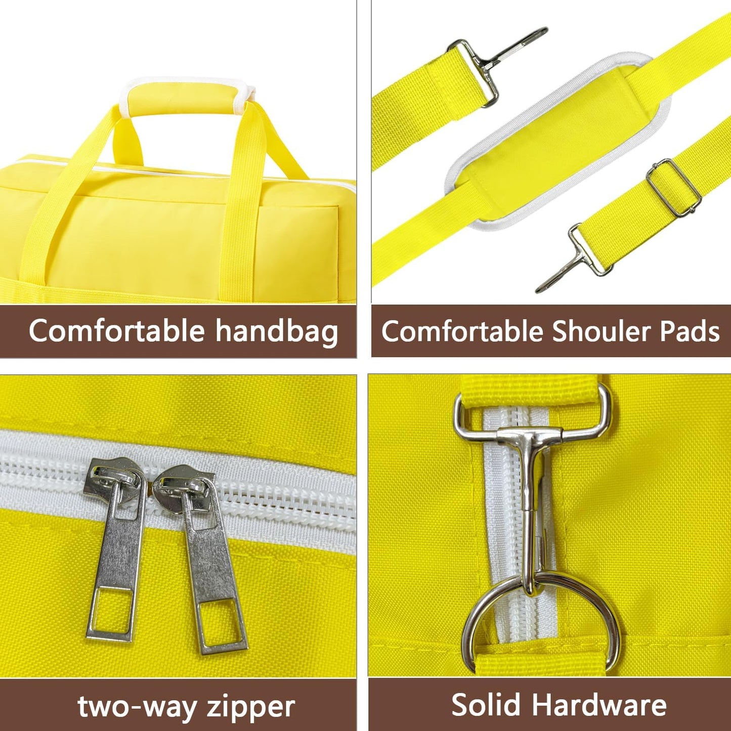 Gym Bag for Women Men, Water-Resistant Duffle Bag for Travel Sports, Lightweight Carry On Bag with Handles and Detachable Shoulder Strap (Yellow)