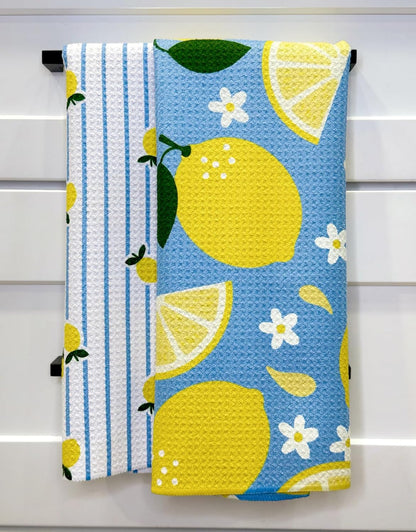 Kitchen Towel, Lemon Fresh | Tea Towel, Double Sided Design, Quick Dry Waffle Weave Microfiber, Highly Absorbent