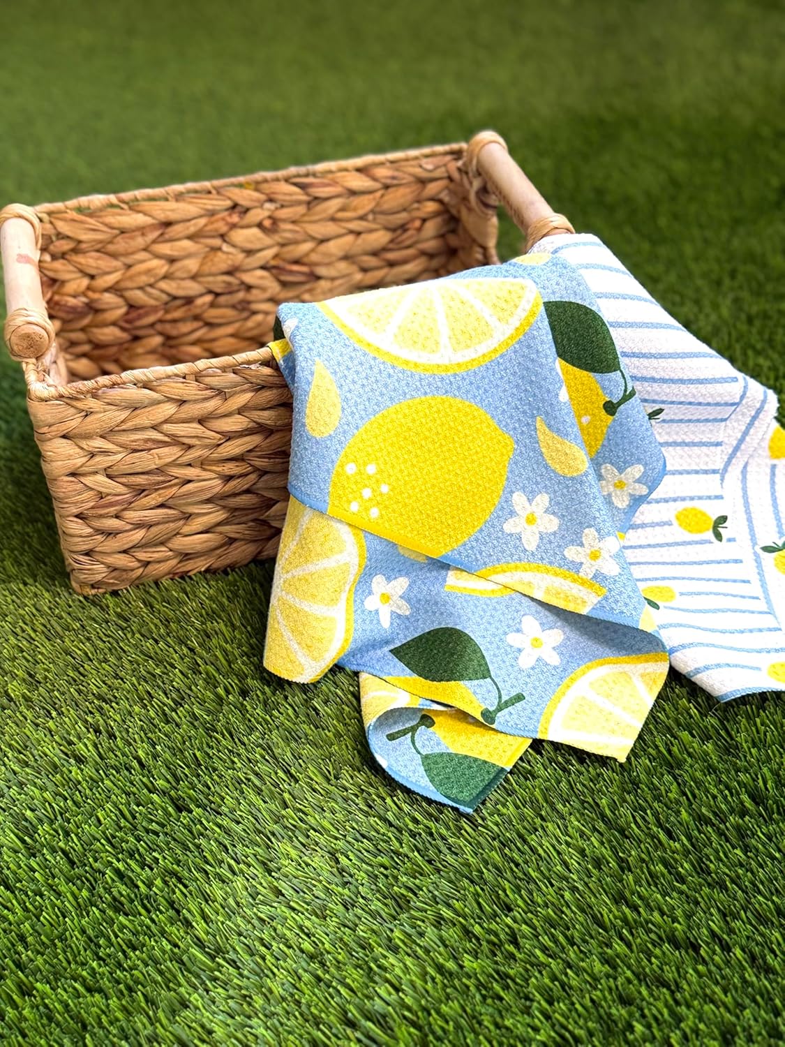 Kitchen Towel, Lemon Fresh | Tea Towel, Double Sided Design, Quick Dry Waffle Weave Microfiber, Highly Absorbent