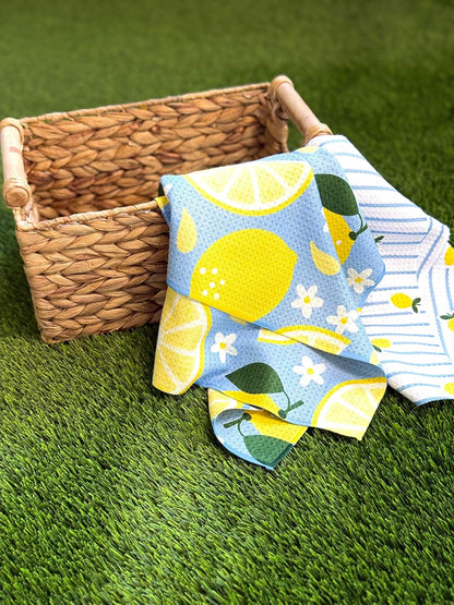 Kitchen Towel, Lemon Fresh | Tea Towel, Double Sided Design, Quick Dry Waffle Weave Microfiber, Highly Absorbent