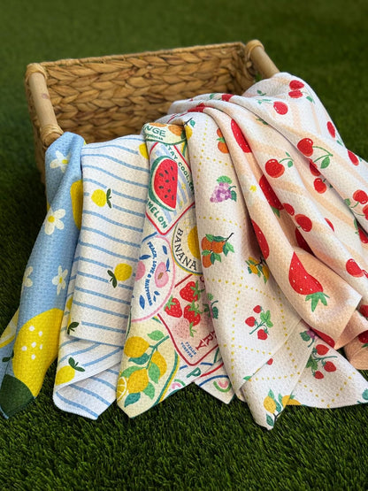 Kitchen Towel, Lemon Fresh | Tea Towel, Double Sided Design, Quick Dry Waffle Weave Microfiber, Highly Absorbent