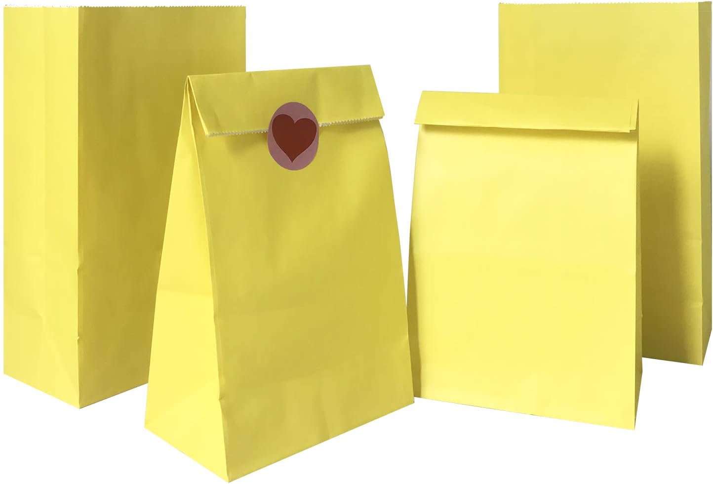 Medium Party Favor Paper Bags for Party Celebration Treated Paper Bags 5.10X3.10X9.4 inches(24 CT)… (Yellow)