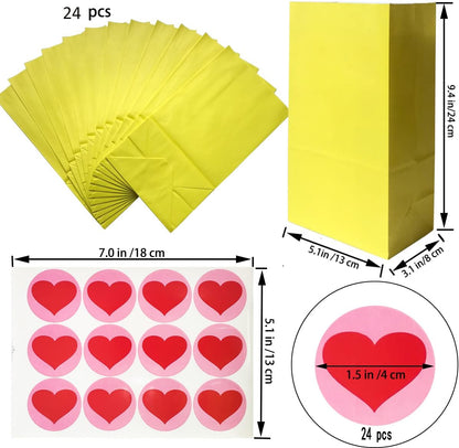 Medium Party Favor Paper Bags for Party Celebration Treated Paper Bags 5.10X3.10X9.4 inches(24 CT)… (Yellow)
