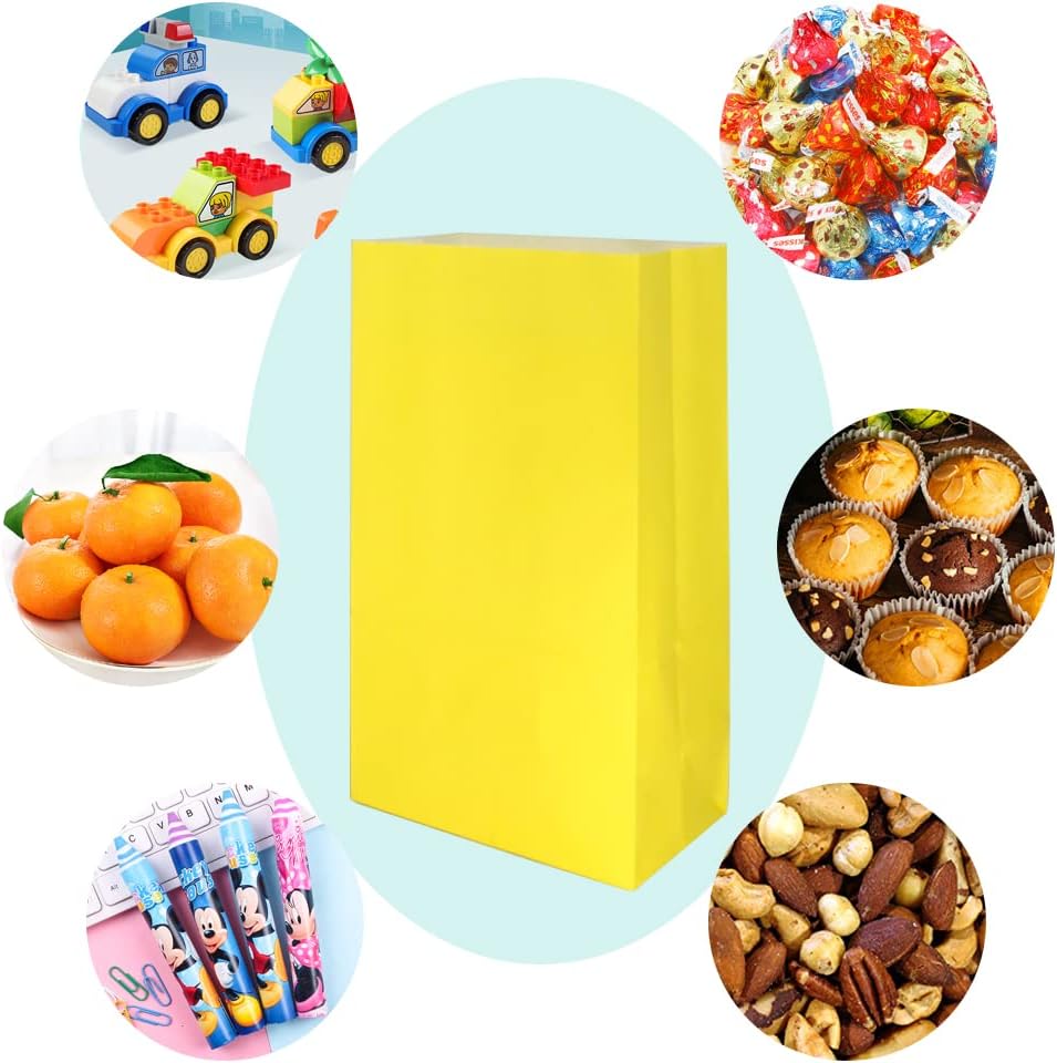 Medium Party Favor Paper Bags for Party Celebration Treated Paper Bags 5.10X3.10X9.4 inches(24 CT)… (Yellow)