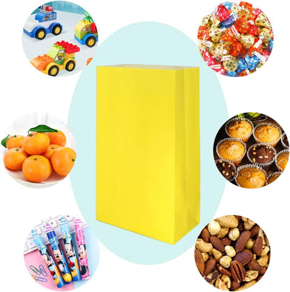 Medium Party Favor Paper Bags for Party Celebration Treated Paper Bags 5.10X3.10X9.4 inches(24 CT)… (Yellow)