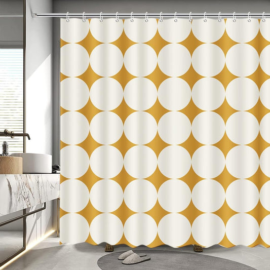 Mid Century Shower Curtain Yellow Vintage Boho Shower Curtain for Bathroom Modern Abstract Geometric Bathroom Curtain Retro 1950S Bathtub Decor Fabric Waterproof Bath Curtain 72x72 Inch