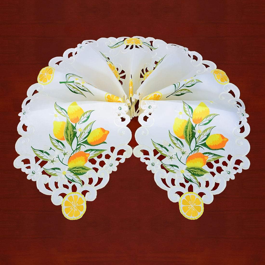 Embroidered Lemon Table Runners, Table Decors for Spring and Summer 14 × 70 Inch