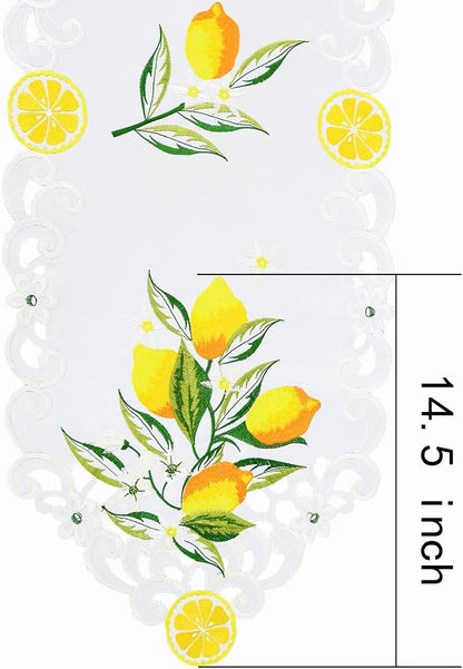 Embroidered Lemon Table Runners, Table Decors for Spring and Summer 14 × 70 Inch