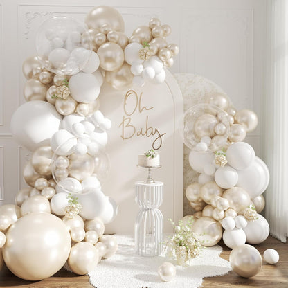 Yellow Balloon Arch Kit for Baby Shower Bridal Shower Decorations | 108Pcs Double Stuffed Pearl Yellow Pastel Yellow White Clear Balloons, Wedding Engagement Birthday Party Decorations