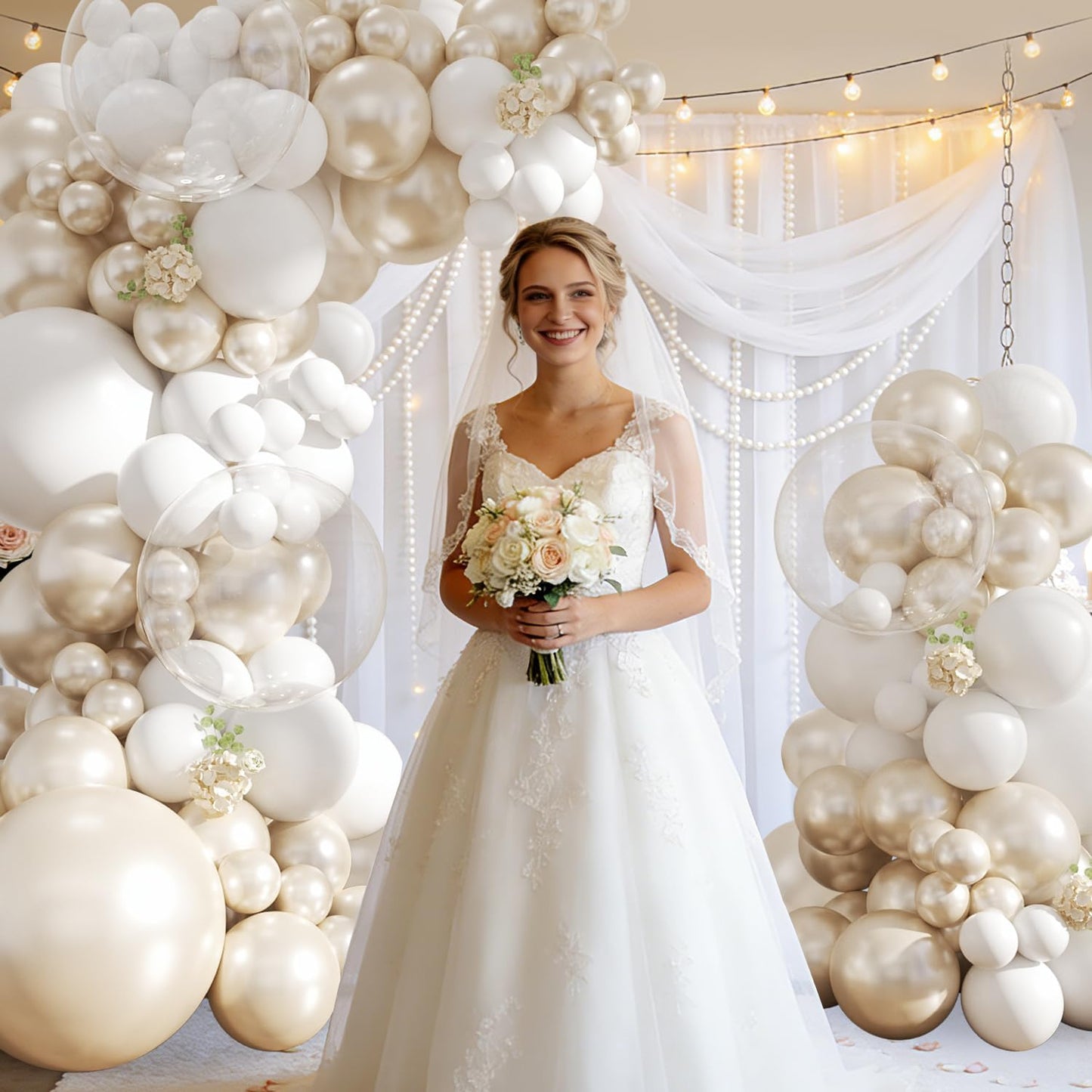 Yellow Balloon Arch Kit for Baby Shower Bridal Shower Decorations | 108Pcs Double Stuffed Pearl Yellow Pastel Yellow White Clear Balloons, Wedding Engagement Birthday Party Decorations