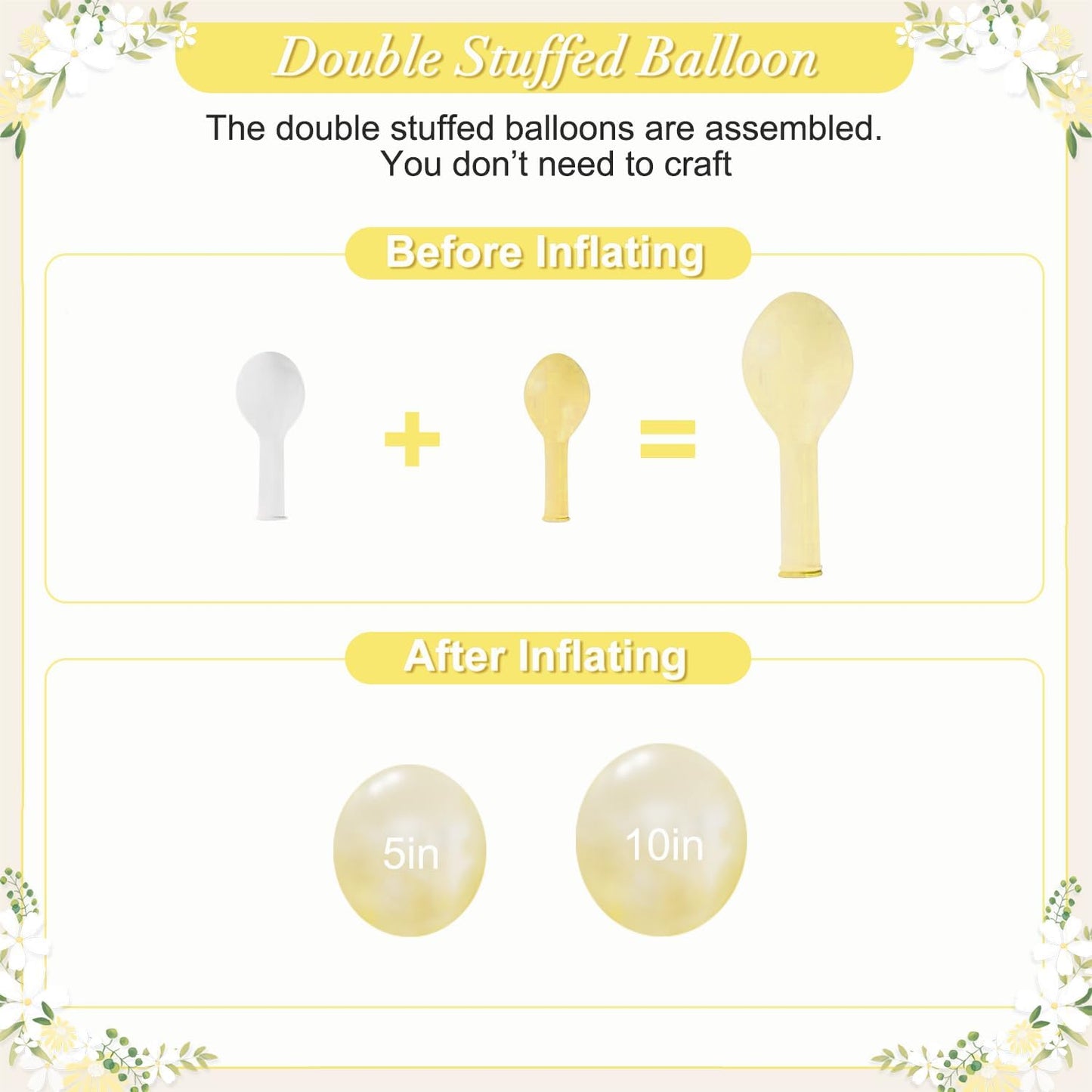 Yellow Balloon Arch Kit for Baby Shower Bridal Shower Decorations | 108Pcs Double Stuffed Pearl Yellow Pastel Yellow White Clear Balloons, Wedding Engagement Birthday Party Decorations