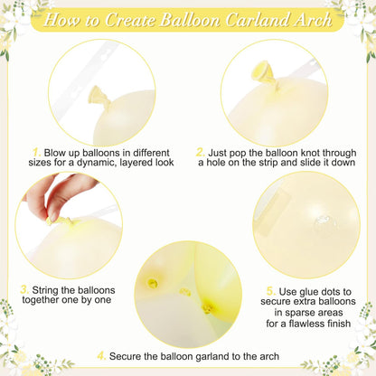 Yellow Balloon Arch Kit for Baby Shower Bridal Shower Decorations | 108Pcs Double Stuffed Pearl Yellow Pastel Yellow White Clear Balloons, Wedding Engagement Birthday Party Decorations