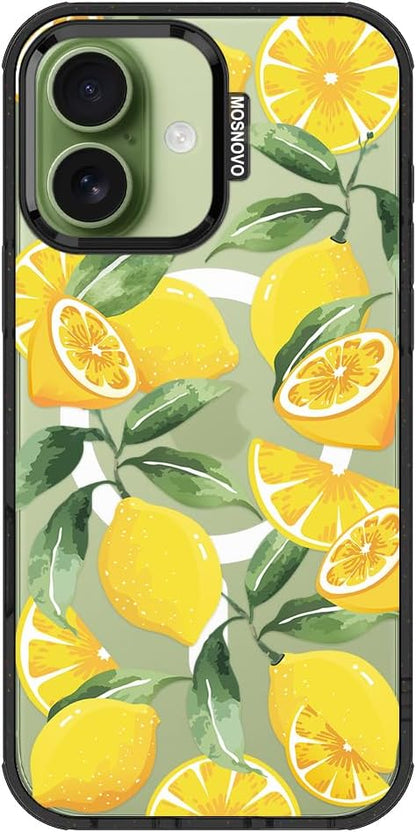 for iPhone 17 Case, Fit for MagSafe, Military-Grade Drop Protection, Shockproof Bumper, Cute Aesthetic Magnetic Phone Case for iPhone 17, Lemon/Black