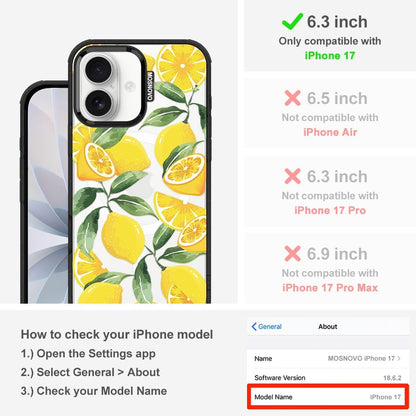 for iPhone 17 Case, Fit for MagSafe, Military-Grade Drop Protection, Shockproof Bumper, Cute Aesthetic Magnetic Phone Case for iPhone 17, Lemon/Black