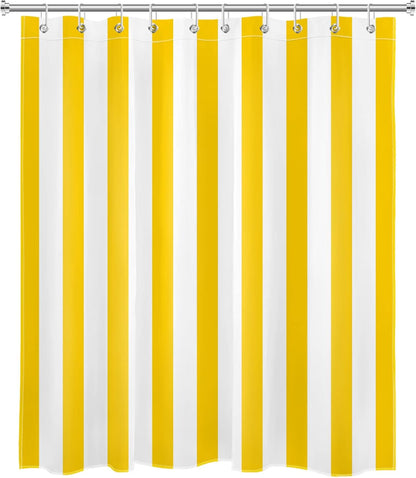 Yellow and White Shower Curtain for Bathroom, Modern Striped Bathroom Curtains Geometric Patterns Vertical Stripe Washable Polyester Fabric Bathroom Shower Curtains with Hooks, 60x72 Inch