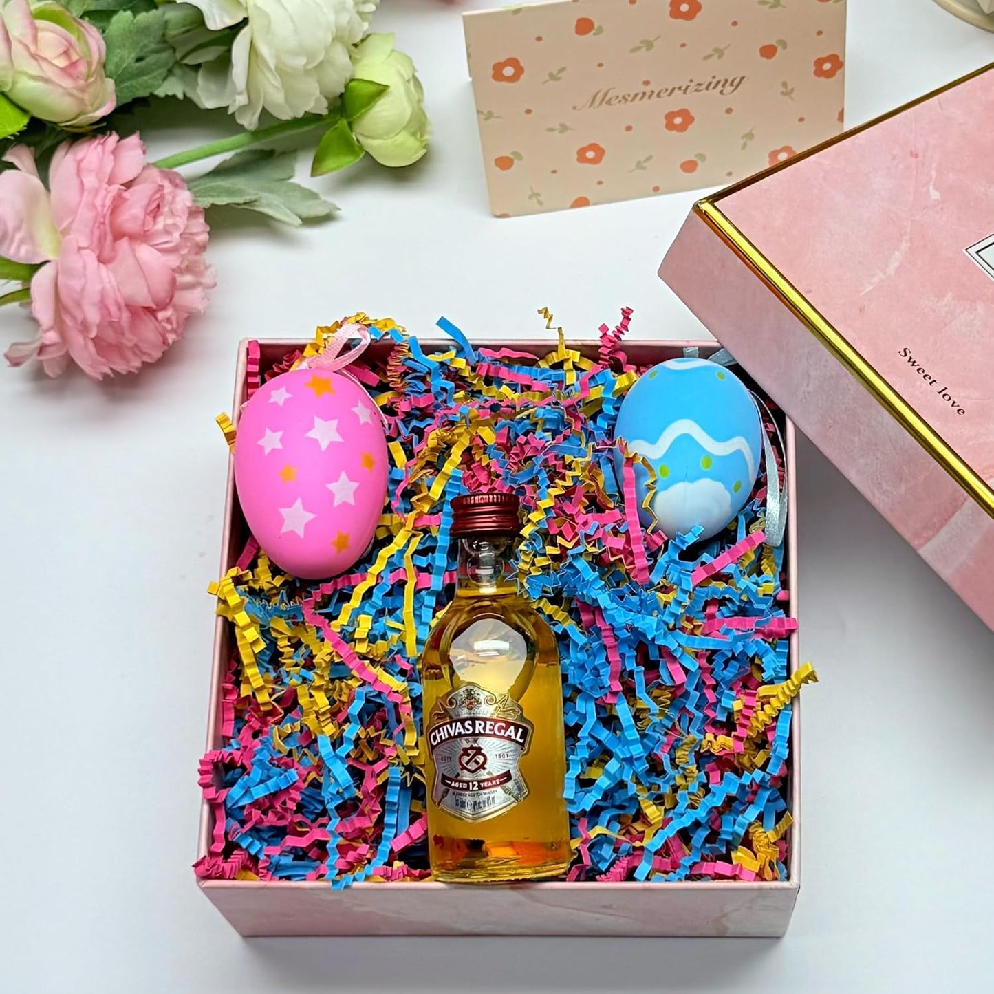Crinkle Cut Paper Shred - 5.3 oz Fluffy Gift Box Filler, Basket Stuffing for Christmas, Wedding, Birthday | Decorative Packing Grass, Party Decorations (Pink Sky Blue Yellow, 5.3 OZ)
