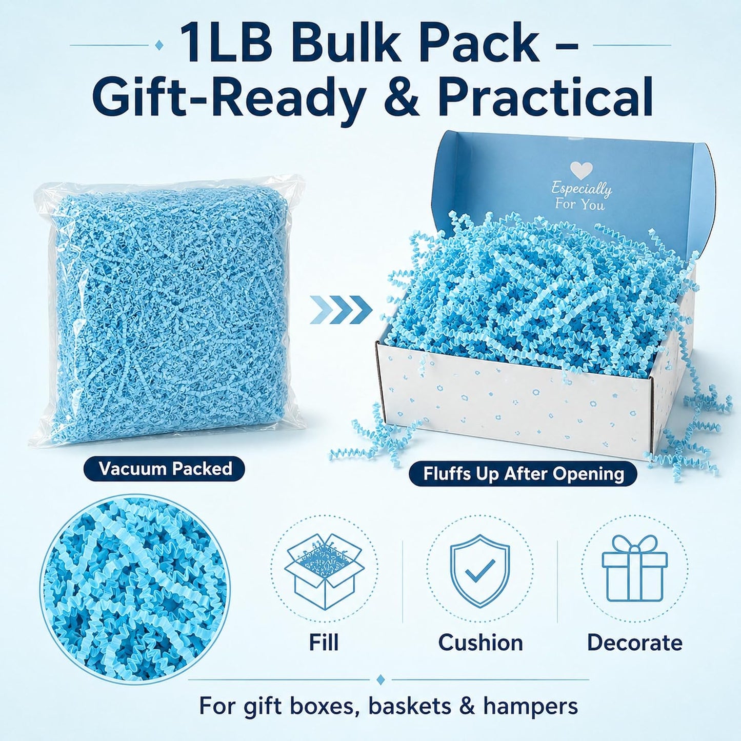 Light Yellow Crinkle Paper Filler 1 LB, Recyclable Crinkle Cut Paper Shred for Easter Baskets, Spring Gift Boxes, Baby Shower Favors, Party Supplies, DIY Crafts and Gift Packaging