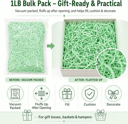 Light Yellow Crinkle Paper Filler 1 LB, Recyclable Crinkle Cut Paper Shred for Easter Baskets, Spring Gift Boxes, Baby Shower Favors, Party Supplies, DIY Crafts and Gift Packaging