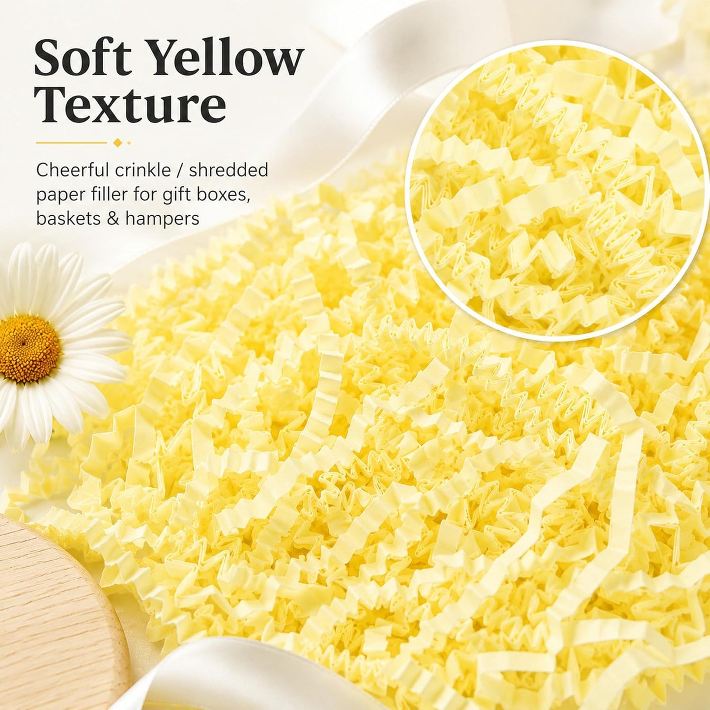 Light Yellow Crinkle Paper Filler 1 LB, Recyclable Crinkle Cut Paper Shred for Easter Baskets, Spring Gift Boxes, Baby Shower Favors, Party Supplies, DIY Crafts and Gift Packaging