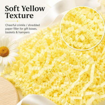 Light Yellow Crinkle Paper Filler 1 LB, Recyclable Crinkle Cut Paper Shred for Easter Baskets, Spring Gift Boxes, Baby Shower Favors, Party Supplies, DIY Crafts and Gift Packaging